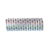 Flexible LED strip with multicolor LEDs on silver board for decorative lighting and ambiance