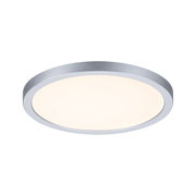 Runde Deckenleuchte aus silbernem Metall mit warmweißem LED-Licht für moderne Wohnräume