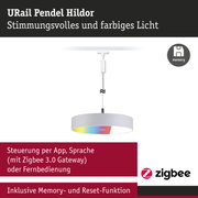 URail Pendel Hildor weiße Pendelleuchte mit farbigem Licht und Zigbee Steuerung per App und Sprache