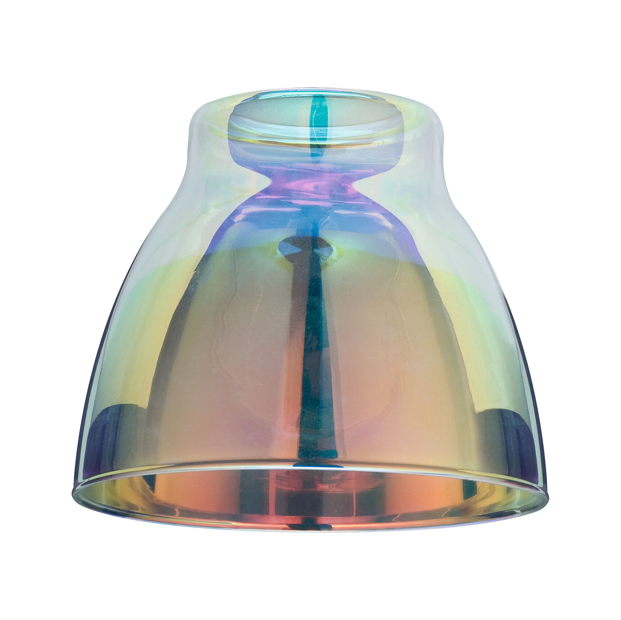 Bunte Glaslampenschirm mit irisierendem Effekt für moderne LED-Beleuchtung im Wohnbereich