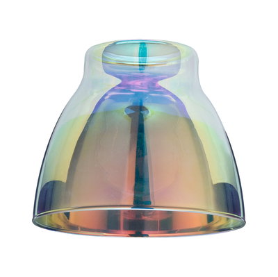 Bunte Glaslampenschirm mit irisierendem Effekt für moderne LED-Beleuchtung im Wohnbereich