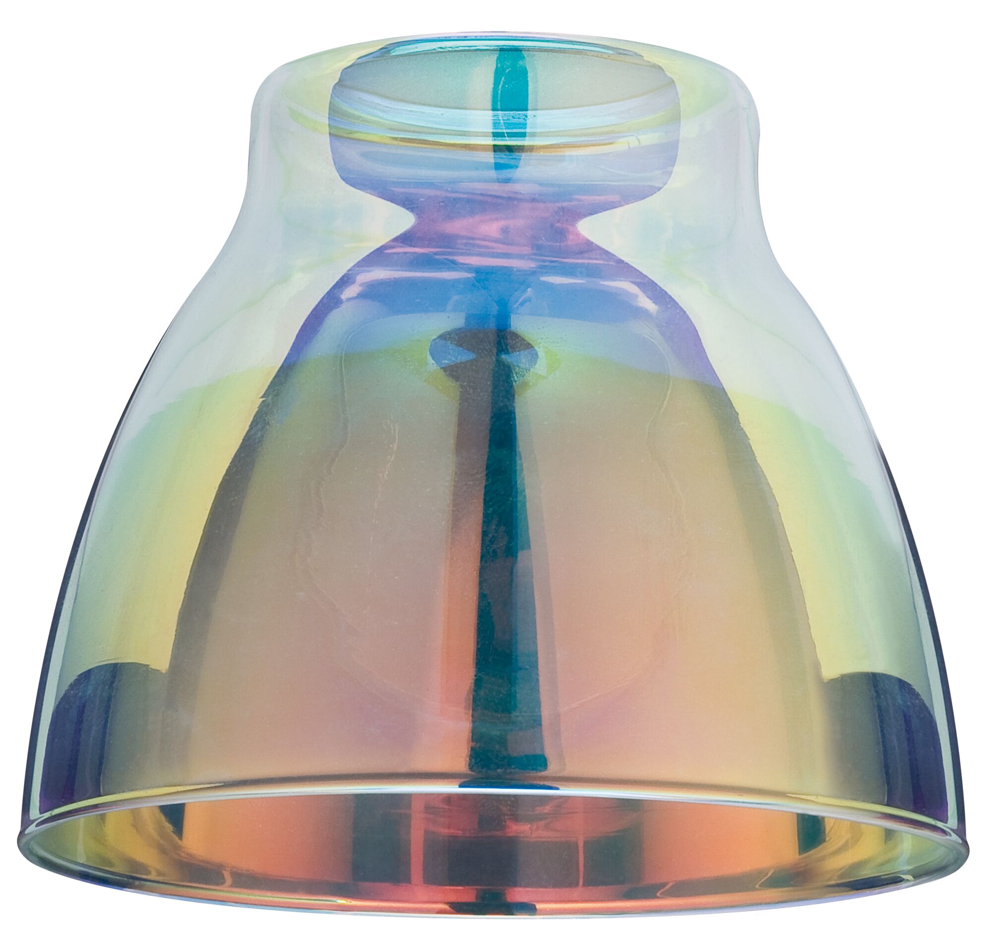 Bunte Glaslampenschirm mit irisierendem Effekt für moderne LED-Beleuchtung im Wohnbereich