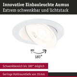 Weiße Einbauleuchte Aumus mit schwenkbarem LED-Spot und 180° Drehbereich für flexible Beleuchtung