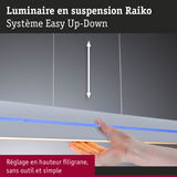 Luminaire suspendu Raiko gris avec bande lumineuse bleue et réglage facile de la hauteur