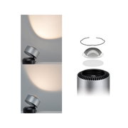 Nowoczesny srebrny reflektor LED z metalu z czarną podstawą do oświetlenia akcentowego wnętrz