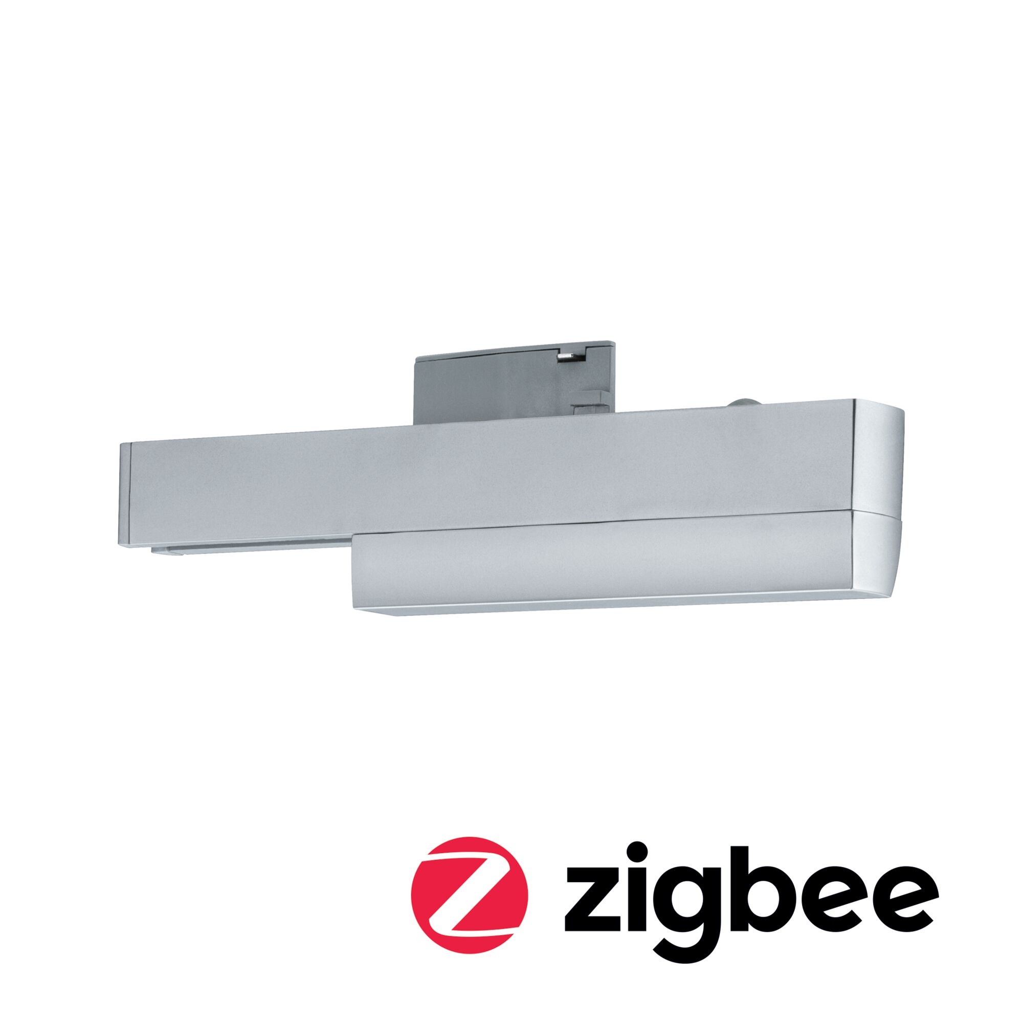 URail Railadapter Smart Home Zigbee 3.0 On/Off/Dimm 166x50mm Chroom mat Moderne zilveren metalen LED-railspot met Zigbee voor slimme verlichtingsoplossingen