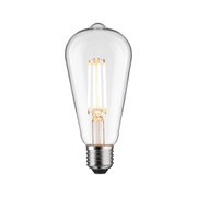 Klassische LED-Glühbirne mit transparentem Glas und warmweißem Licht für energiesparende Beleuchtung