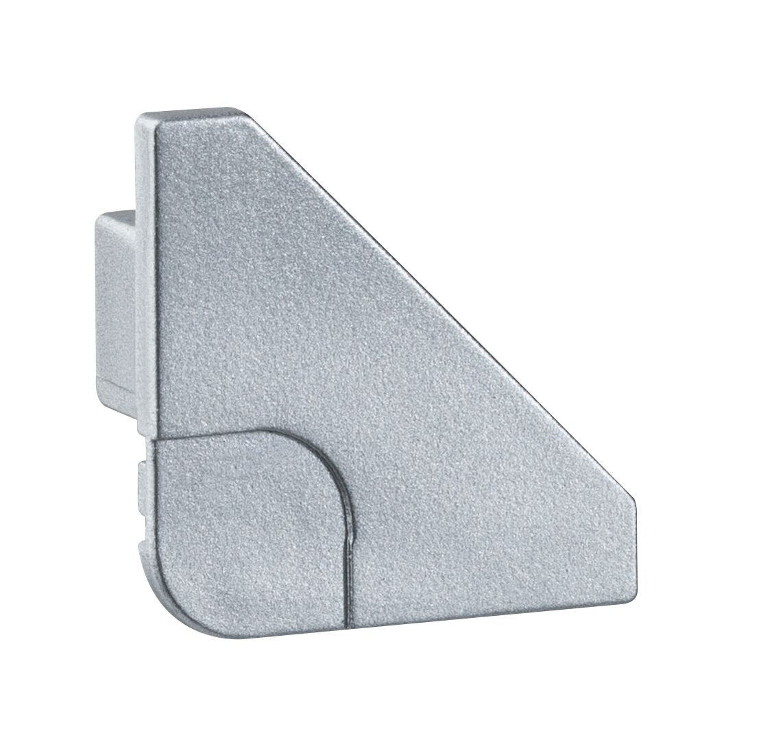 Silver plastic end cap with matte finish for LED track lighting accessory