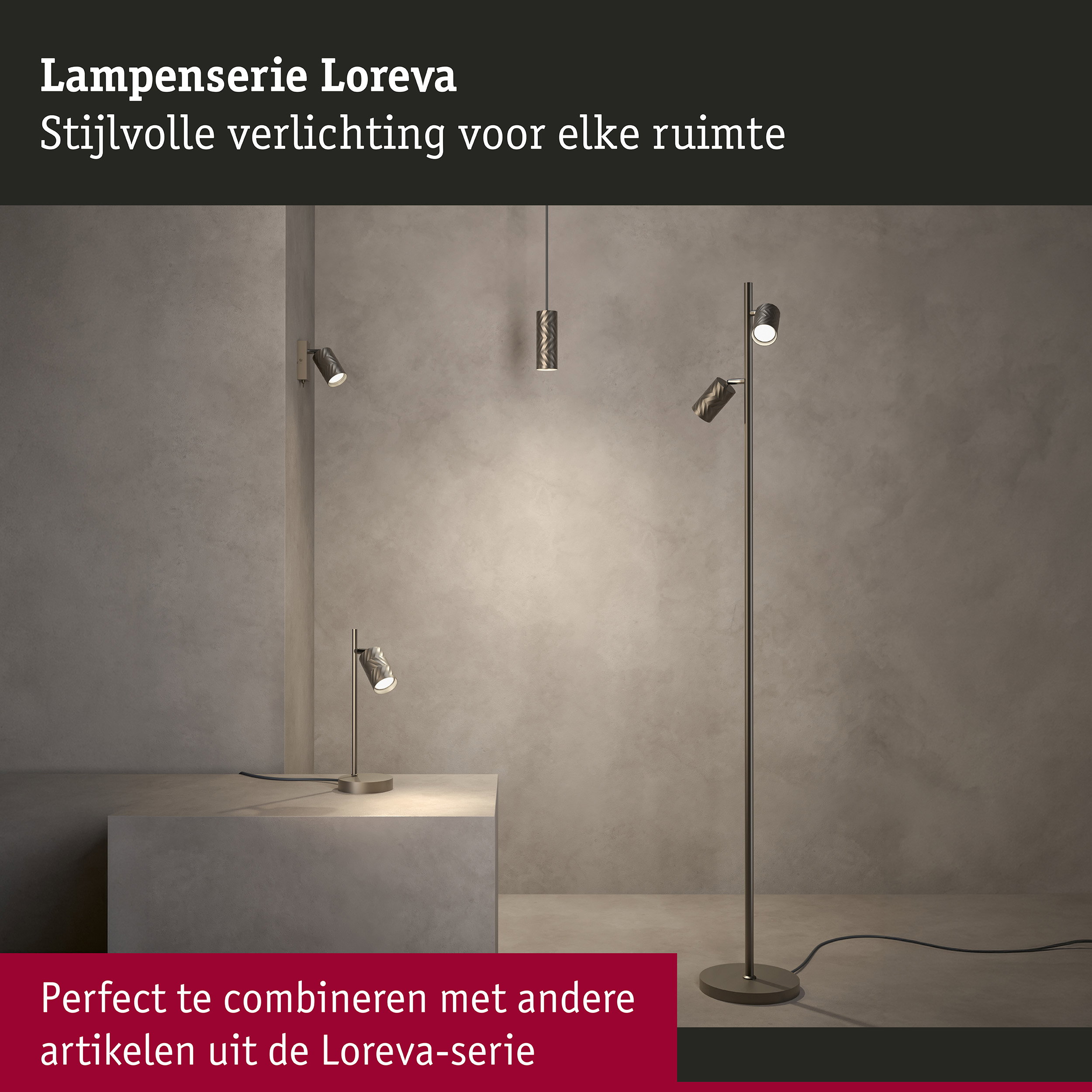 Staande lamp Loreva 1575mm max. 2x7W Titaanium