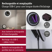 Applique murale noire avec batterie rechargeable et câble USB-C pour un éclairage durable