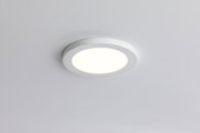 Round white LED ceiling light with matte frame for modern indoor lighting and energy-saving illumination