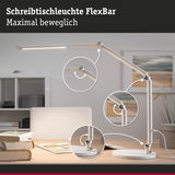 Weiße Schreibtischleuchte FlexBar aus Metall mit flexiblen Gelenken für verstellbares LED-Licht am Arbeitsplatz