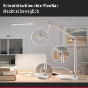 Weiße Schreibtischleuchte FlexBar aus Metall mit flexiblen Gelenken für optimale Beleuchtung am Arbeitsplatz