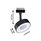 Black metal LED spotlight with white diffuser, 147 mm height, 100 mm diameter, modern lighting fixture