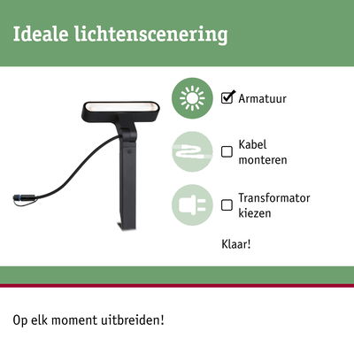 Zwarte LED-buitenlamp met kabelverbinding voor eenvoudige montage en flexibele uitbreiding