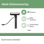 Zwarte LED-buitenlamp met kabel en stekker voor flexibele tuinverlichting