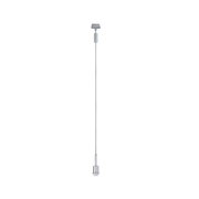 Langer silberner Metallpendel mit Kabel und Fassung für LED-Leuchten, moderne Beleuchtungslösung