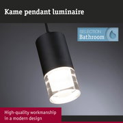 Black Kame pendant light made of metal and glass for bathroom with modern design