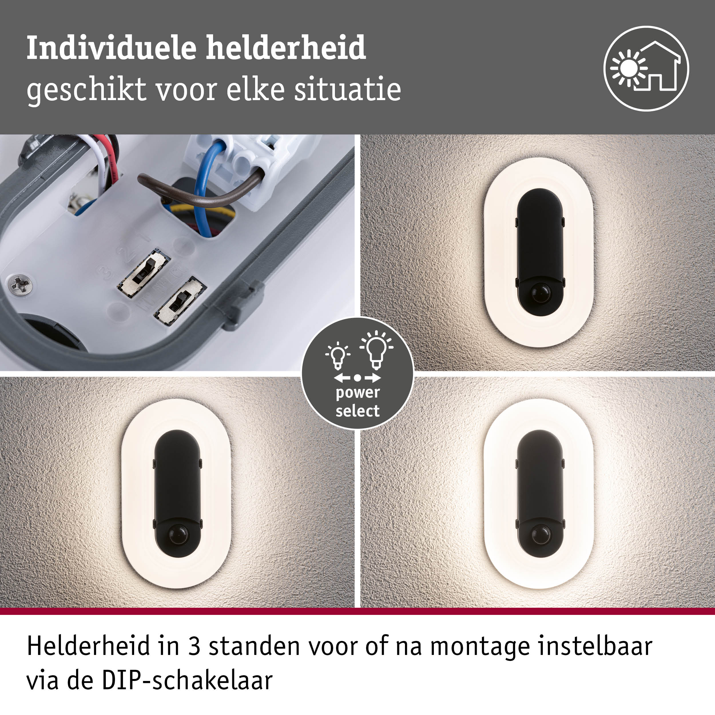 LED-wandarmatuur voor buiten Elunor incl. bewegingsmelder IP65 langwerpig 122x212mm 2200 - 4000K 18,5W 1445lm 230V Antraciet/Wit Polycarbonaat