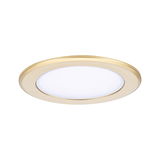 Round gold aluminum LED recessed panel with white diffuser for modern interior lighting solutions