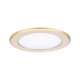 Round gold aluminum LED recessed panel with white diffuser for modern interior lighting solutions