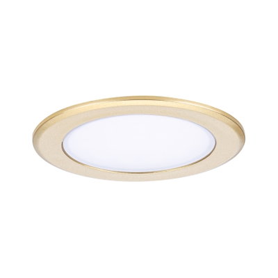 Round gold aluminum LED recessed panel with white diffuser for modern interior lighting solutions
