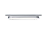 Schlanke LED-Deckenleuchte aus silbernem Aluminium mit weißem Diffusor für modernes Raumlicht