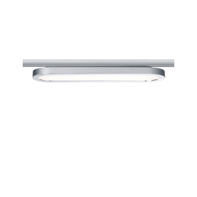 Plafonnier LED fin en aluminium argenté avec diffuseur blanc pour un éclairage moderne