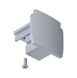Grey plastic end cap adapter with screw for track systems, accessory for LED lighting setups