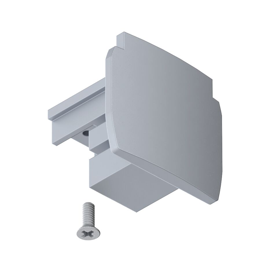 Grauer Kunststoff-Endkappen-Adapter mit Schraube für Schienensysteme, Zubehör für LED-Beleuchtung