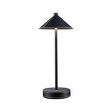 Lampe de table noire avec revêtement en cuir et couture blanche, design moderne d'éclairage LED.