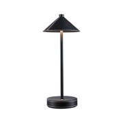 Schwarze Tischleuchte mit Lederbezug und weißer Naht, moderner LED-Schreibtischlampen-Design.
