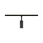 Black aluminium LED spotlight on track system for modern accent lighting in interiors