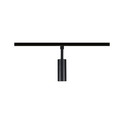 Black aluminium LED spotlight on track system for modern accent lighting in interiors