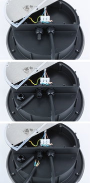 Boîtier en plastique noir avec connexions câblées électriques et vis pour éclairage LED