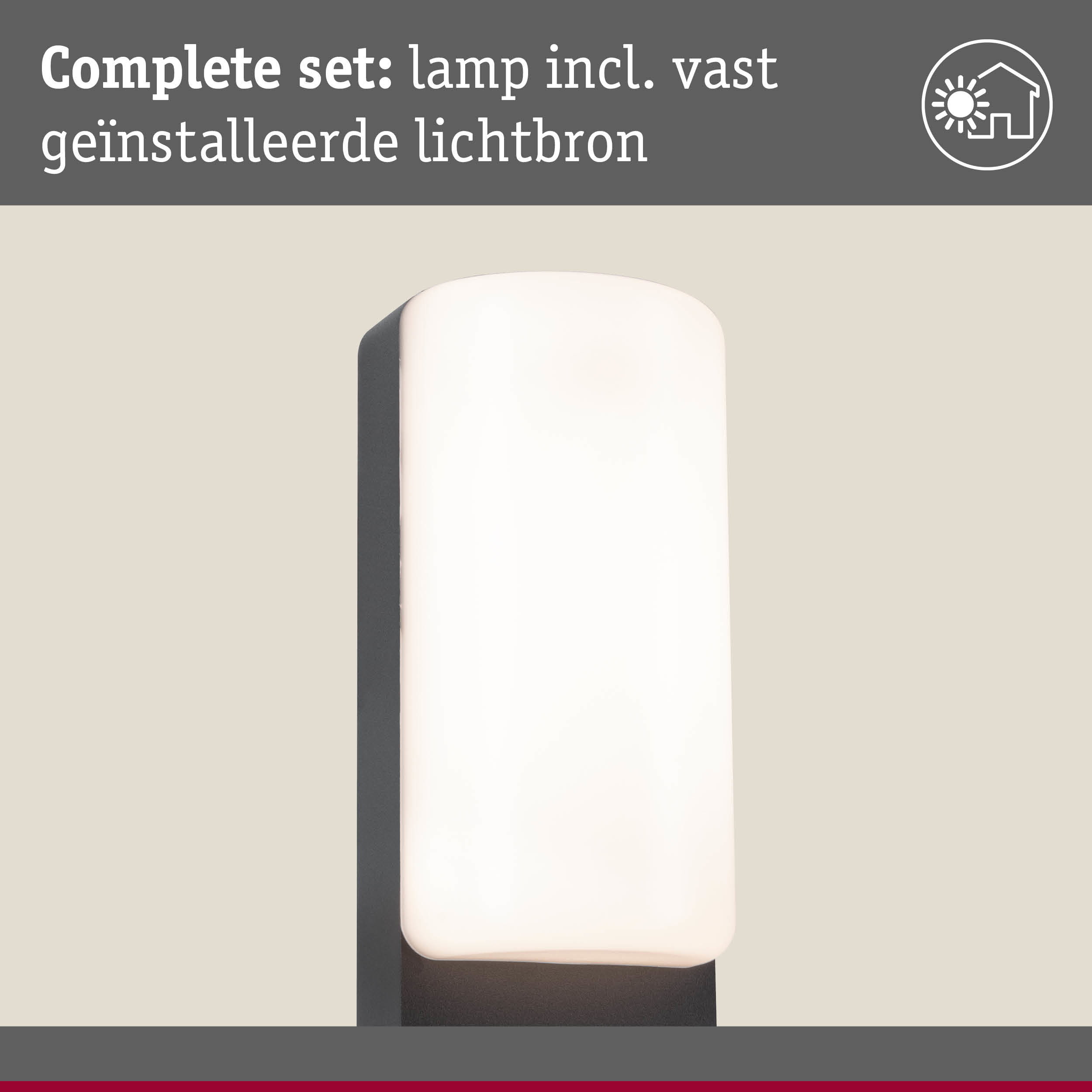 Moderne wandlamp met wit glas en zwarte metalen houder, inclusief vaste lichtbron