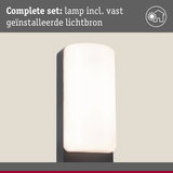 Moderne wandlamp met wit glas en zwarte metalen houder, inclusief vaste lichtbron
