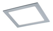Square LED ceiling light in silver aluminum with glare-free illumination for modern interiors