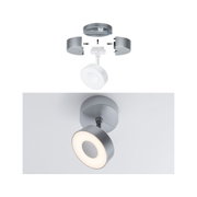 Modularer LED-Deckenstrahler in Silber mit warmweißem Licht und Aluminiumgehäuse für Wohnräume