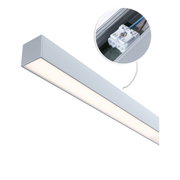 Lumière LED sous meuble en aluminium argenté avec détail de connexion pour éclairage de cuisine