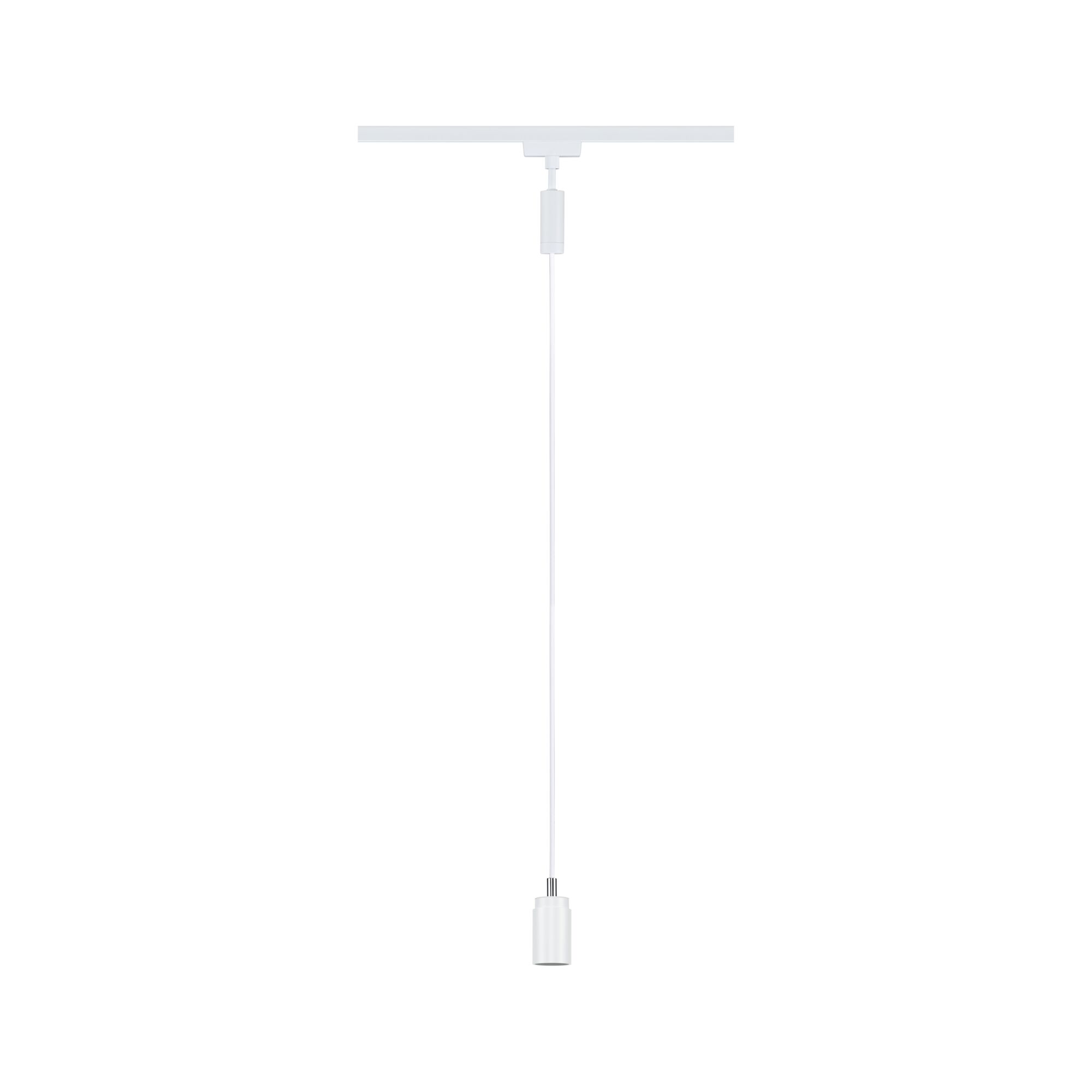 Minimalistisk hvid metalpendel med lang ledning til moderne indendørs belysning