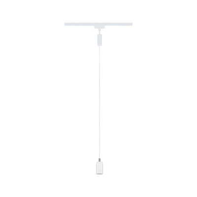 Minimalistisk hvid metalpendel med lang ledning til moderne indendørs belysning