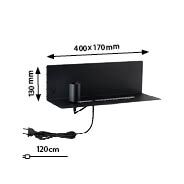 Sort metal væghylde 40x17 cm med 120 cm ledning til LED-belysning
