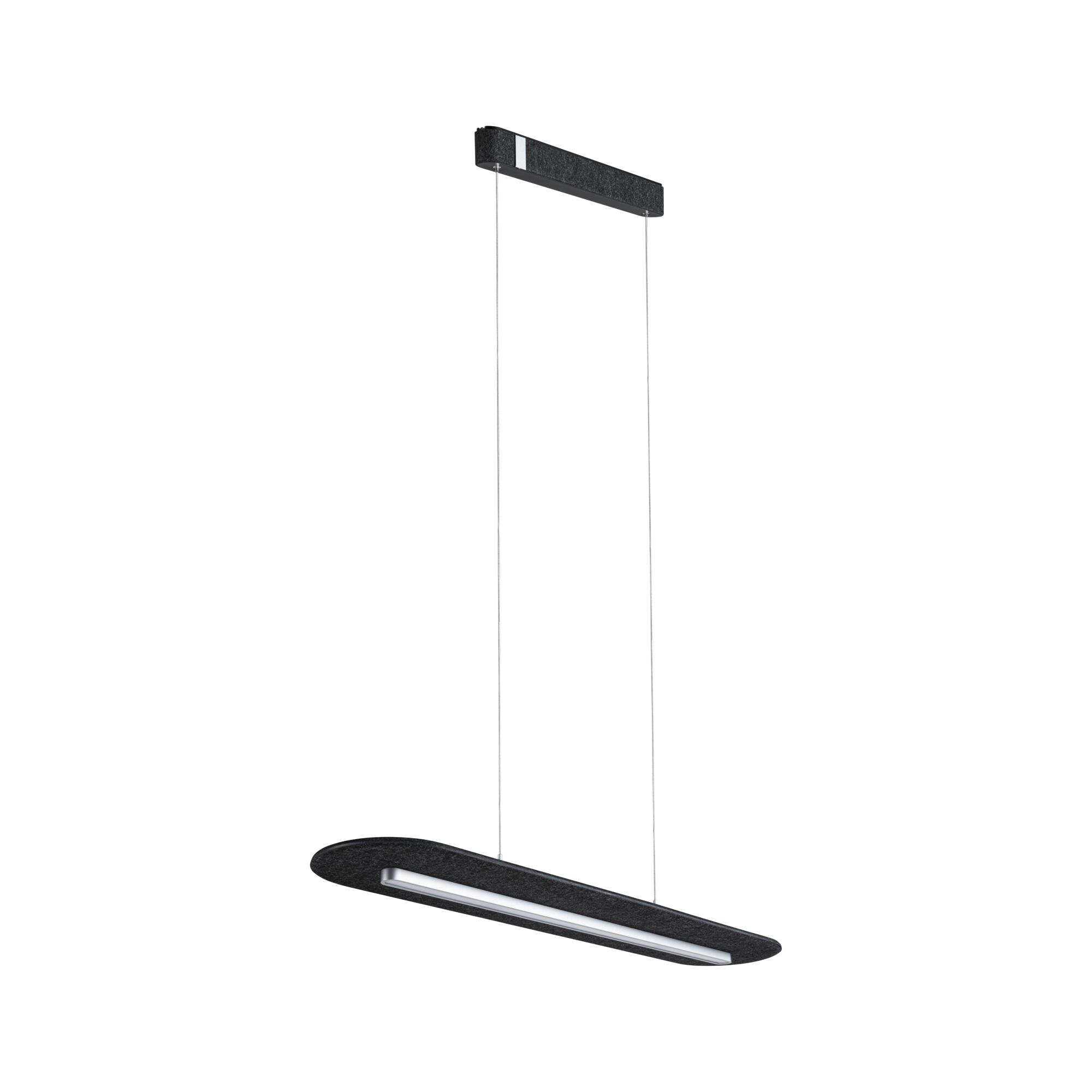 Suspension LED noire en feutre au design fin pour intérieurs modernes et éclairage économique