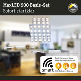 MaxLED 500 Basis-Set mit dimmbaren weißen LED-Streifen und smartem Zigbee 3.0 Gateway für Alexa und Google.