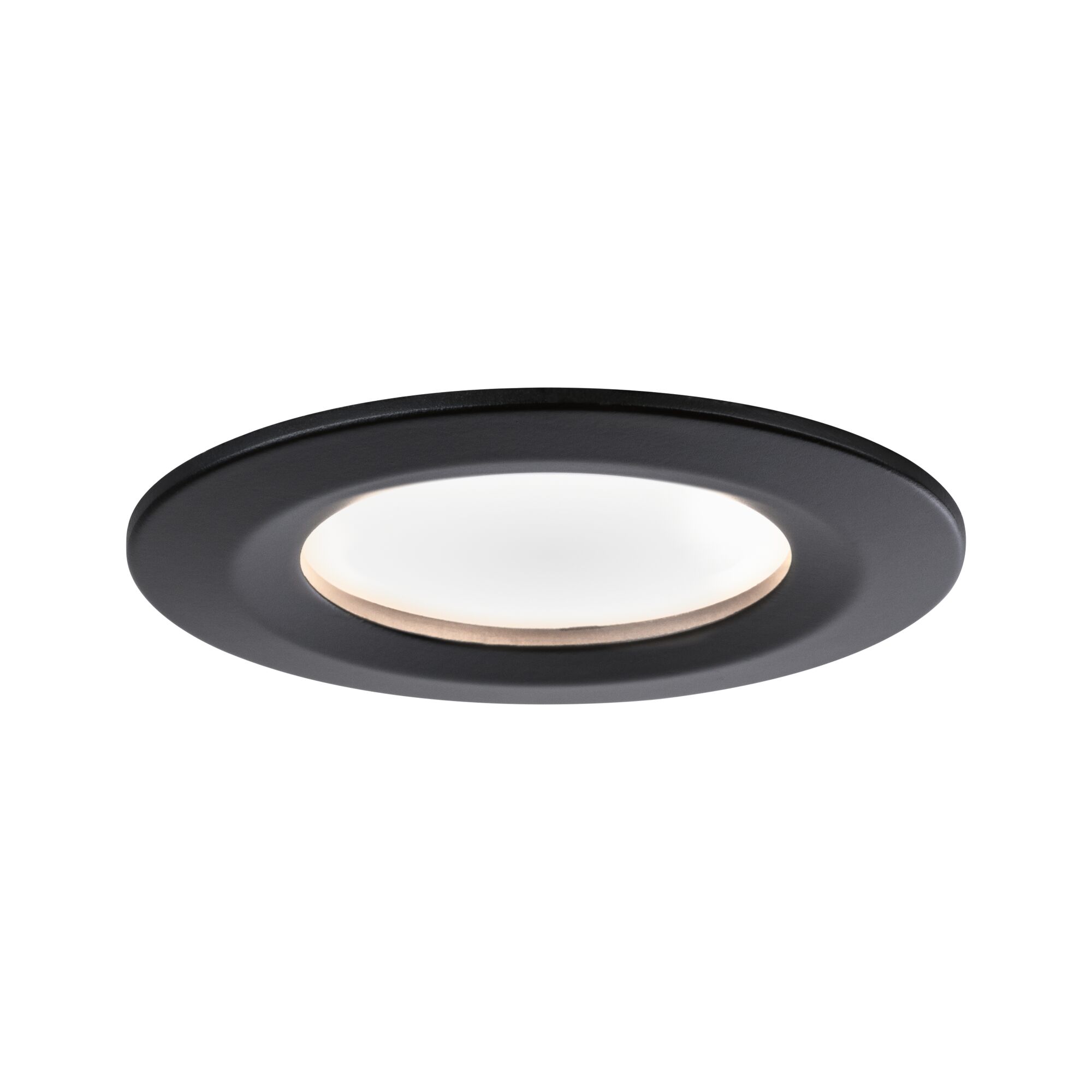 Round black LED recessed light with white diffuser for modern home lighting solutions
