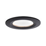Round black LED recessed light with white diffuser for modern home lighting solutions