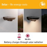 Black solar wall light with battery charging 8 hours by sunlight, energy-saving outdoor lighting solution