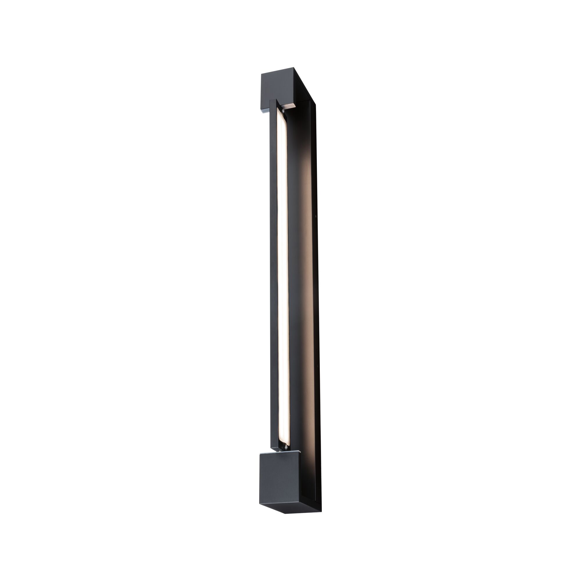 Black metal LED wall light with long slim design for modern indoor lighting solutions