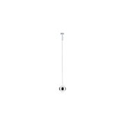 Modern pendant light with spherical chrome reflector and white cable for stylish room lighting